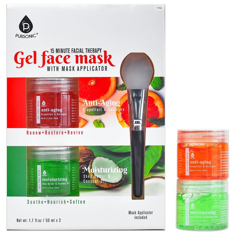 Pursonic 2 Pack Facial Therapy Gel Face Mask With Mask Applicator