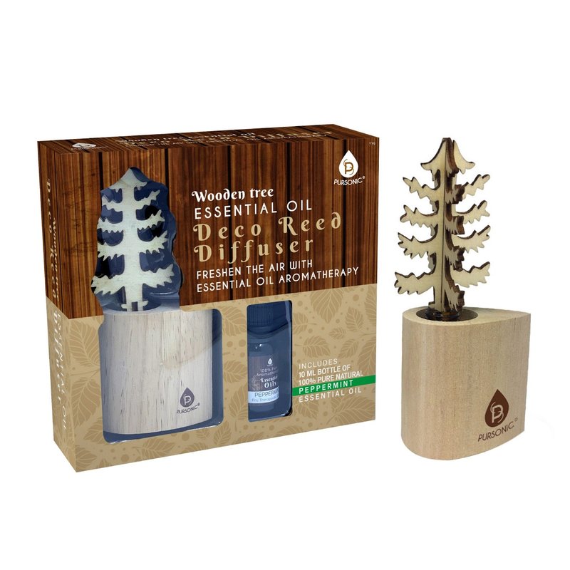 Shop Pursonic 3d Wooden Standard Tree Reed Diffuser With Peppermint Essential Oil