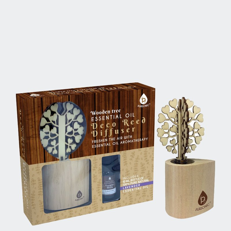 Pursonic 3d Wooden Tree Reed Diffuser With Lavender Essential Oil