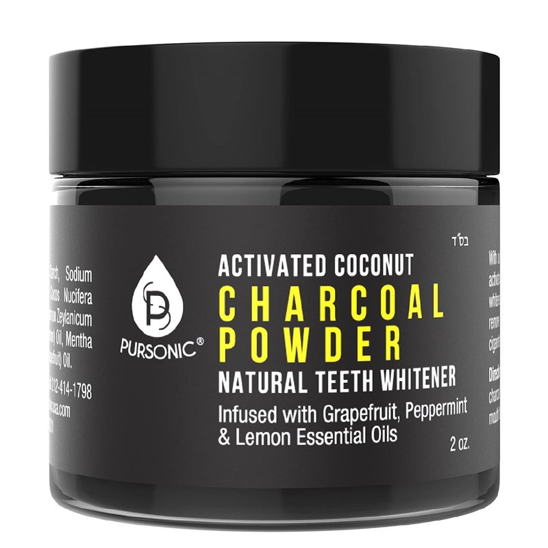 Pursonic Activated Coconut Charcoal Powder Natural Teeth Whitener In Black