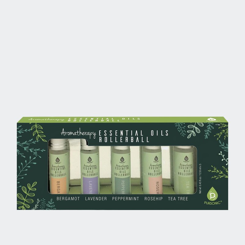 Pursonic Aromatherapy Essential Oils Rollerballs (bergamot, Lavender, Peppermint, Rosehip, Tea Tree)