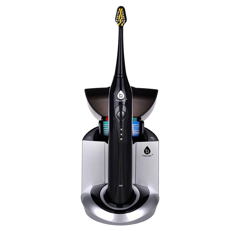 Pursonic Deluxe Plus Sonic Rechargeable Toothbrush With Built In Uv Sanitizer In Black