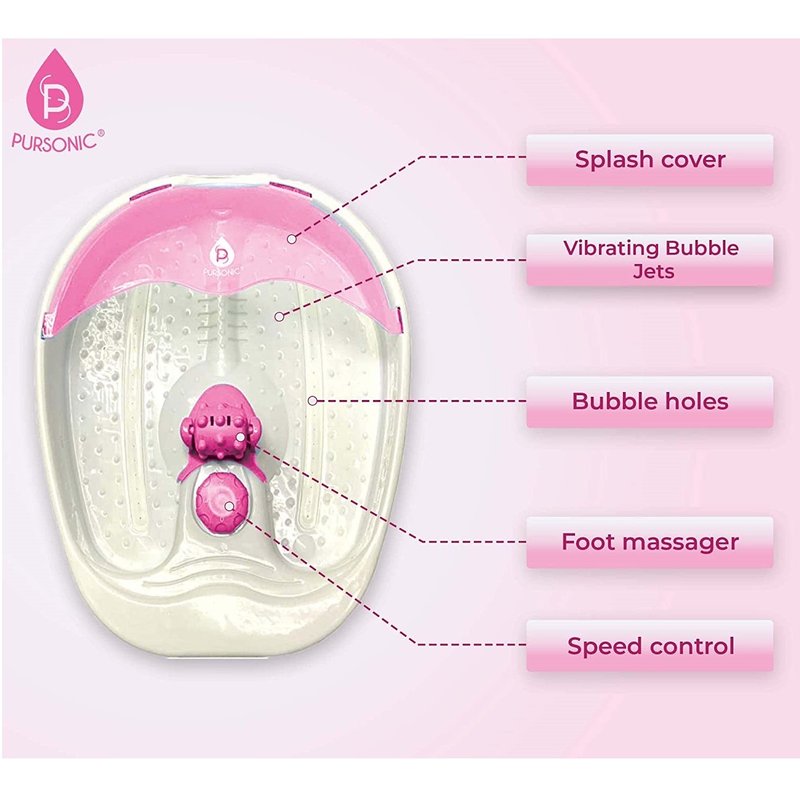 Pursonic Foot Spa Massager With Tea Tree Oil Foot Salt Scrub (warming Function) In Pink
