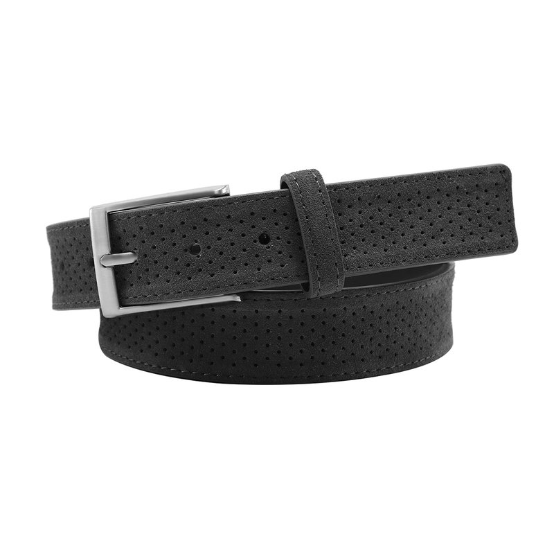 Px Edwin Suede Leather 3.5 Cm Belt In Grey