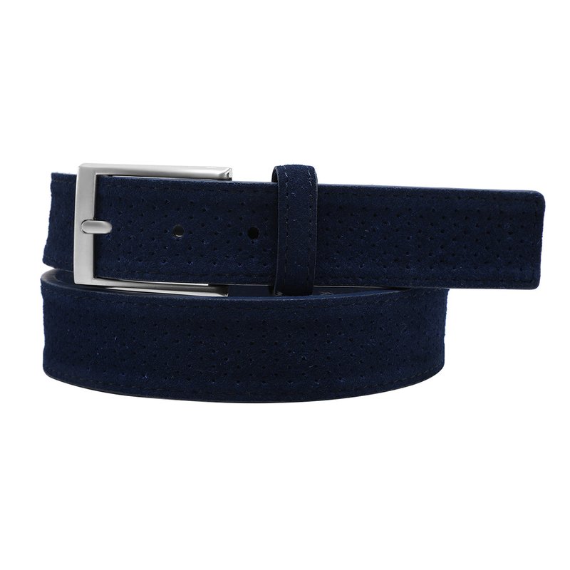 Px Edwin Suede Leather 3.5 Cm Belt In Blue