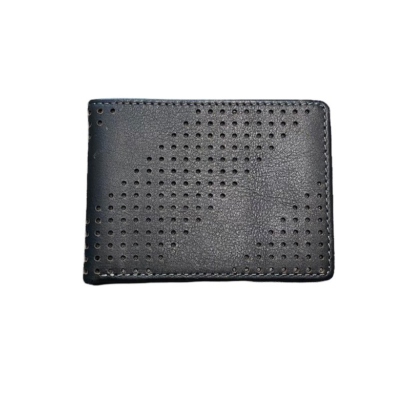 Px Gus Leather Diagonal Perforated Bifold Wallet In Black