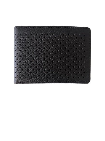Px Kyle Leather Perforated Bifold Wallet In Black