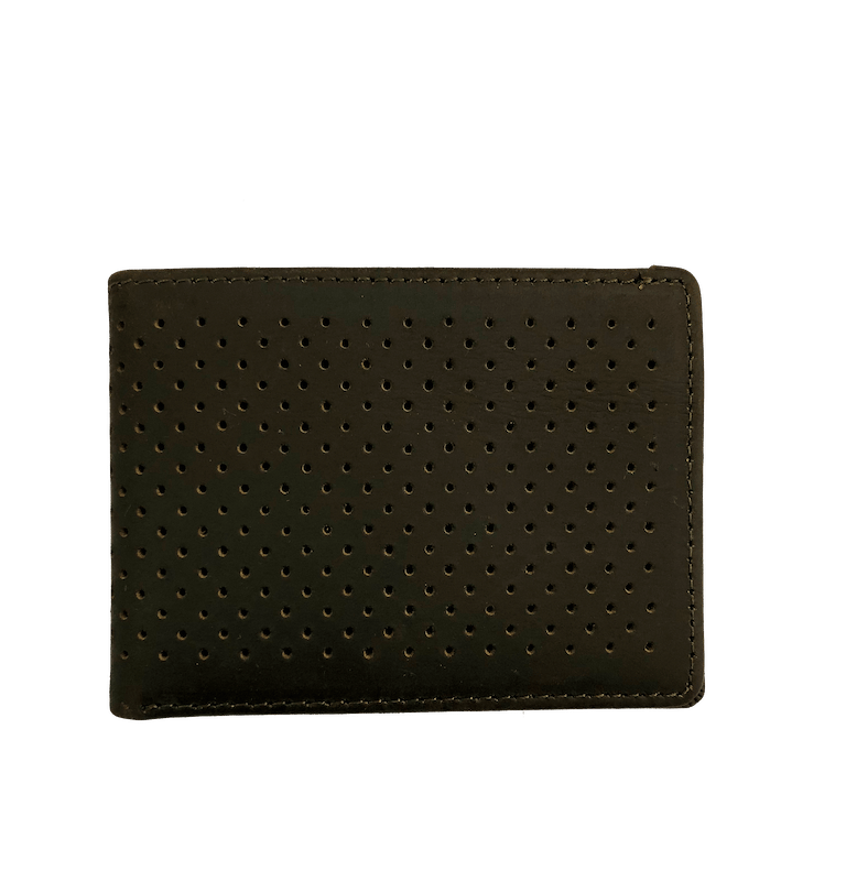 Px Kyle Leather Perforated Bifold Wallet In Grey