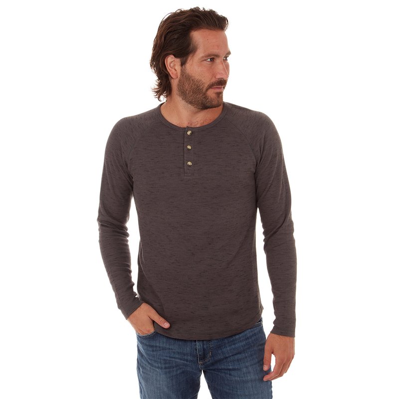Px Sean Long Sleeve Henley T-shirt In Grey