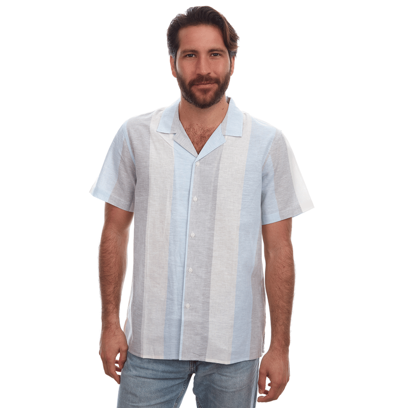 Shop Px Silas Linen Cotton Shirt In Blue