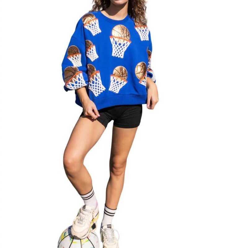 Shop Queen Of Sparkles Basketball Hoop Sweatshirt In Blue