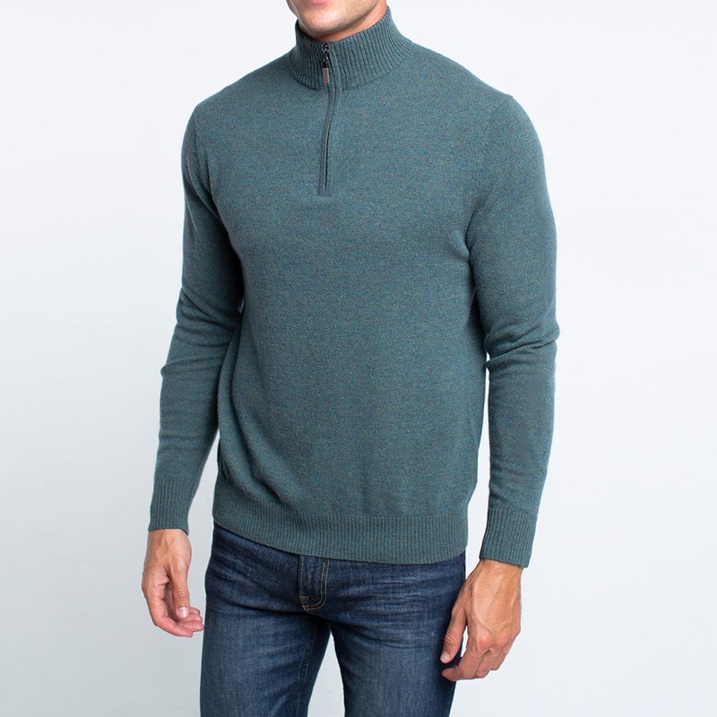 Quinn Bradley Cashmere Quarter Zip Sweatshirt In Green