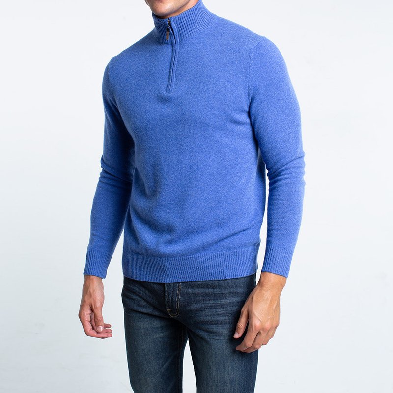 Quinn Bradley Cashmere Quarter Zip Sweatshirt In Blue