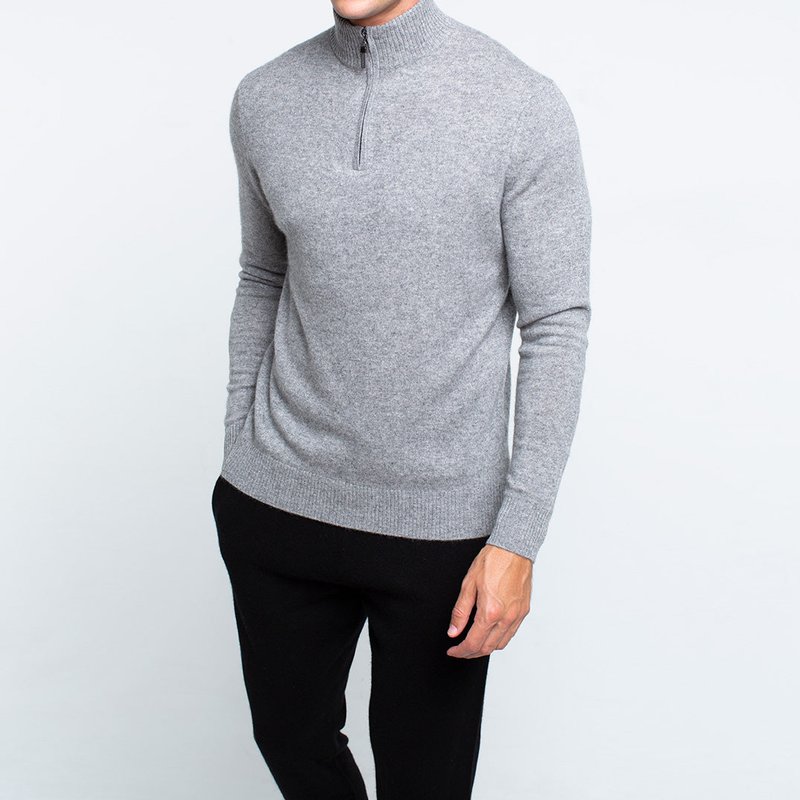 Quinn Bradley Cashmere Quarter Zip Sweatshirt In Gray