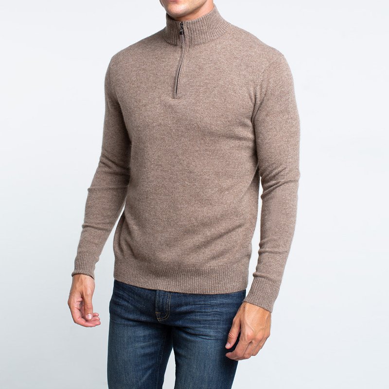 Quinn Bradley Cashmere Quarter Zip Sweatshirt In Brown