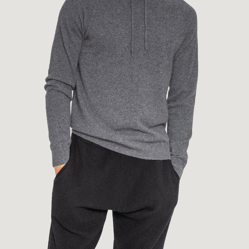 Quinn Cashmere Pullover Hoodie In Grey