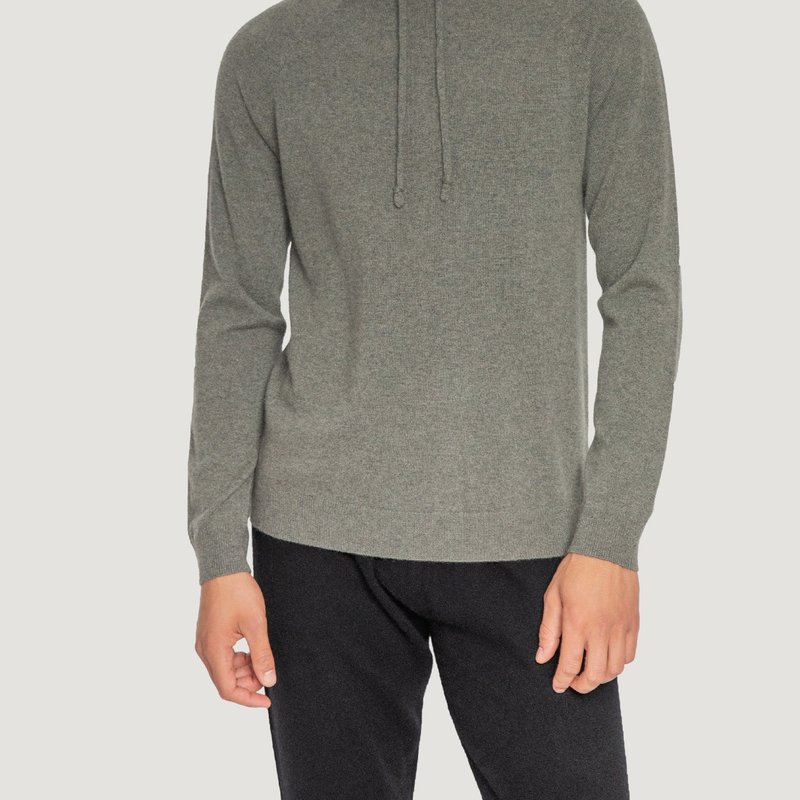 Quinn Cashmere Pullover Hoodie In Green