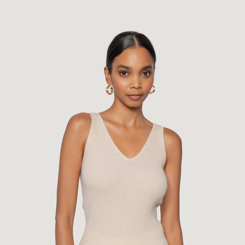 Quinn Cashmere Ribbed Tank In Brown