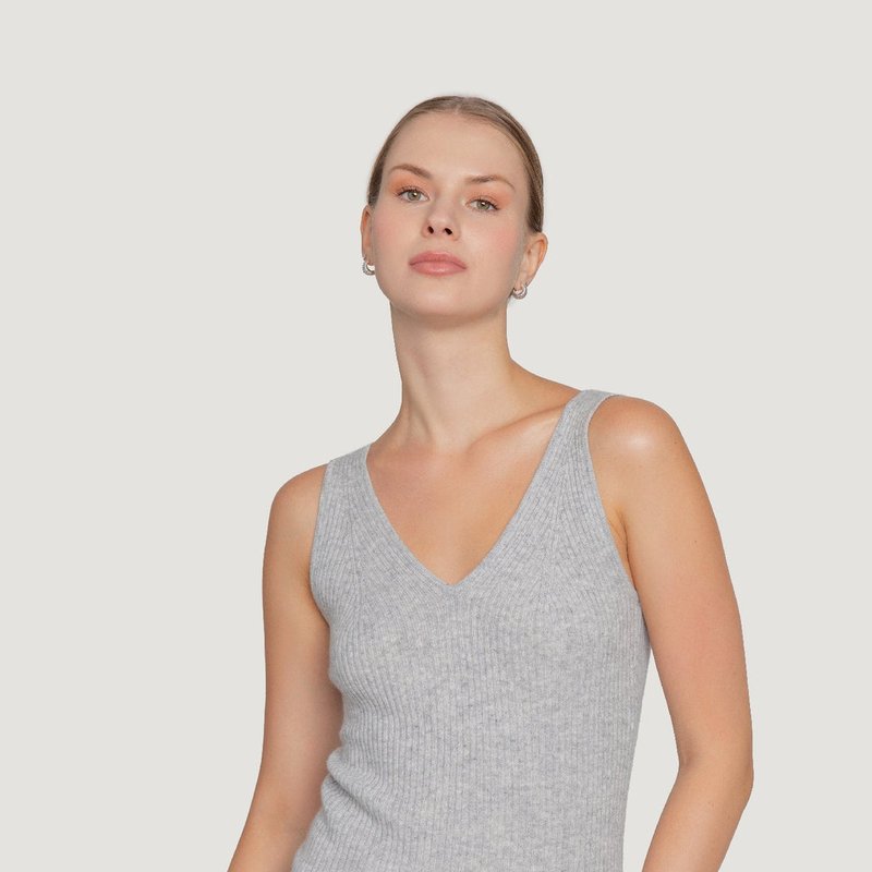 Quinn Cashmere Ribbed Tank In Grey