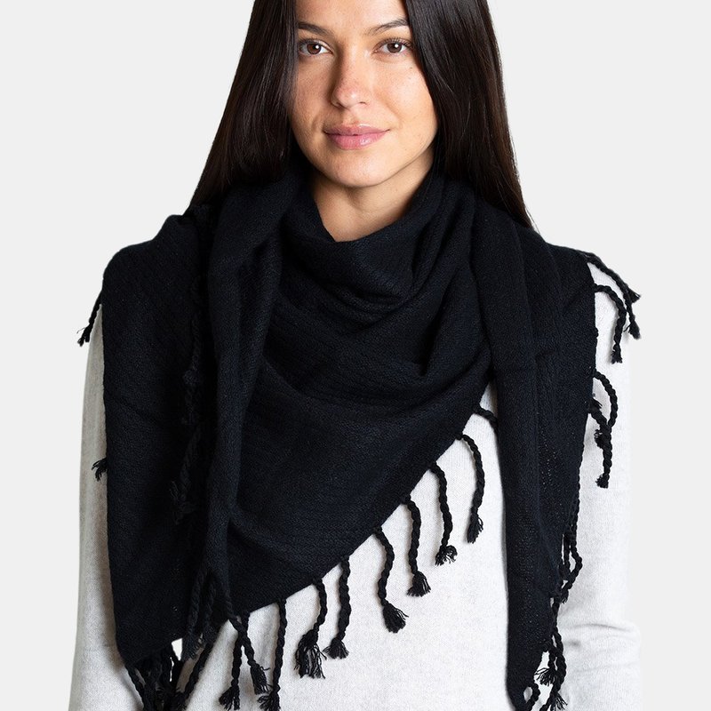 Quinn Dropped Needle Cashmere Scarf In Black
