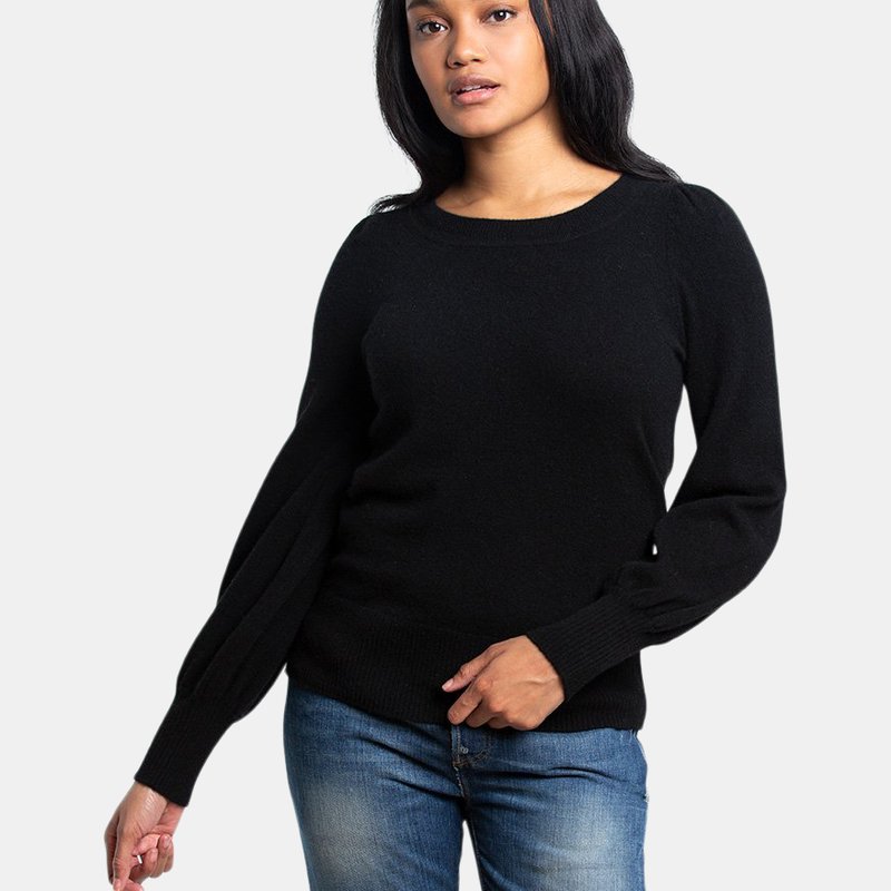 Quinn Kamala Cashmere Poet Sleeve Sweaters In Black