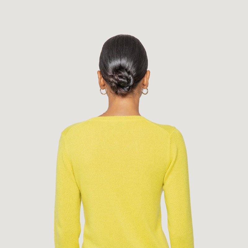 Quinn Khloe Cashmere Crew Sweaters In Yellow