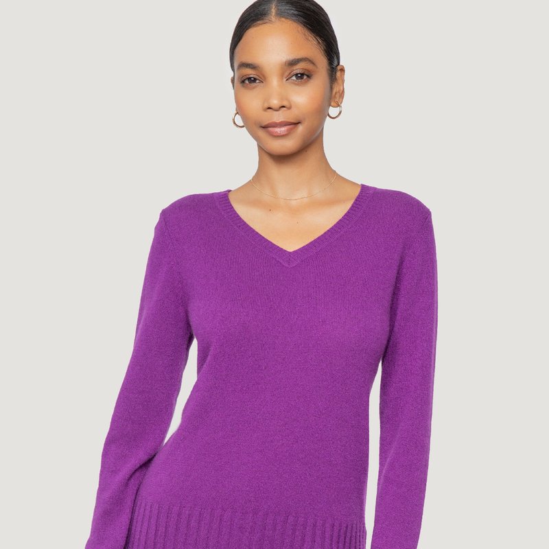 Quinn Khloe Cashmere Crewneck Sweater In Purple