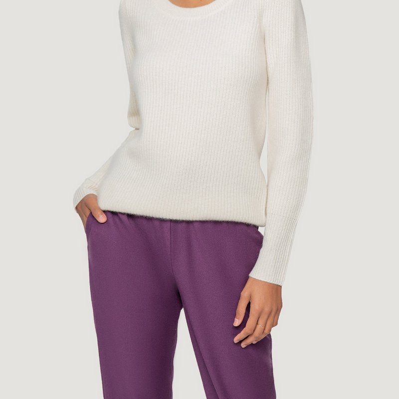 Quinn Knit Cashmere Sweater In White