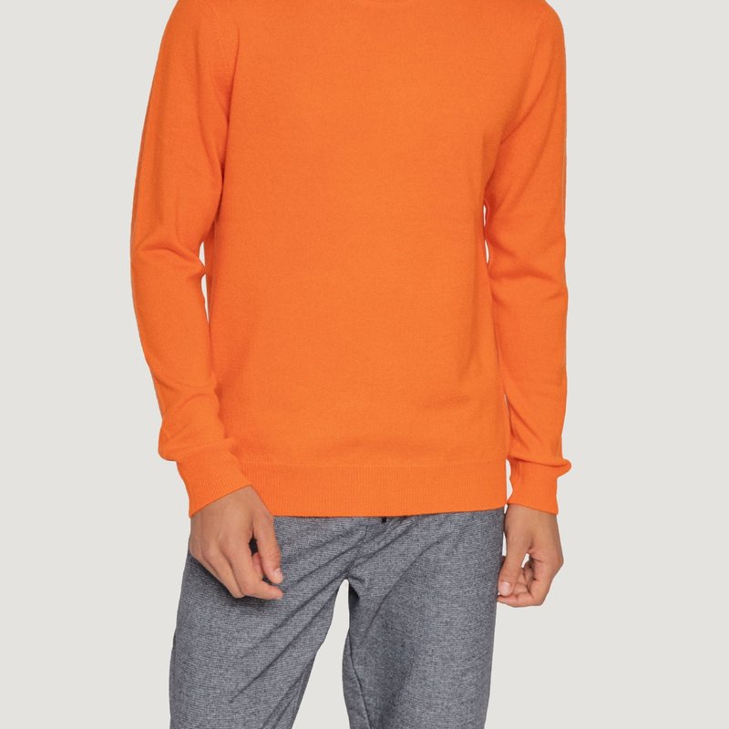 Quinn Liam Cashmere Crewneck Sweater In Orange