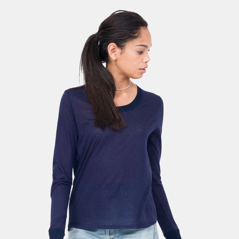 Quinn Lucille Knit Jersey With Cashmere Elbow Pads In Blue