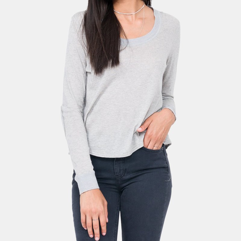 Quinn Lucille Knit Jersey With Cashmere Elbow Pads In Grey