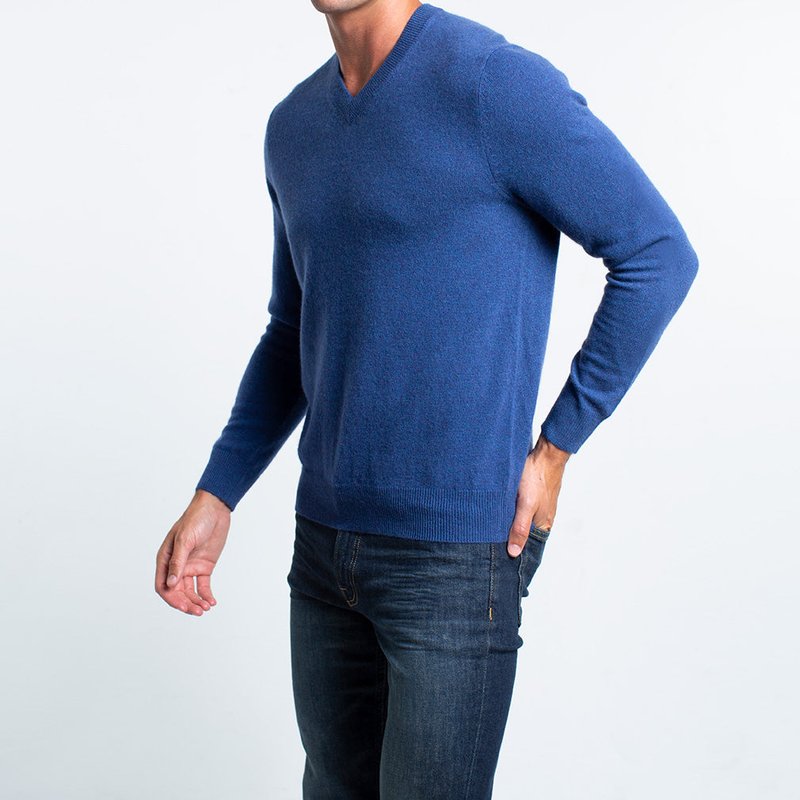 Quinn Oliver Cashmere V-neck Sweater In Blue