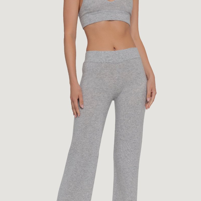 Quinn Wide Leg Cashmere Pant In Gray