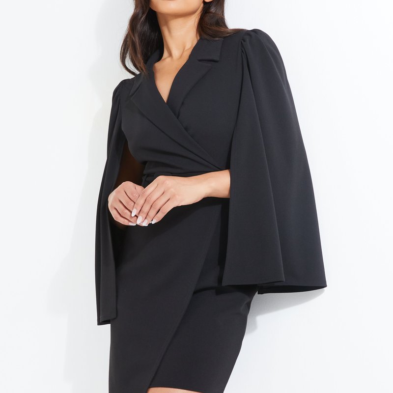 Quiz Women's Cape Sleeve Mini Dress In Black