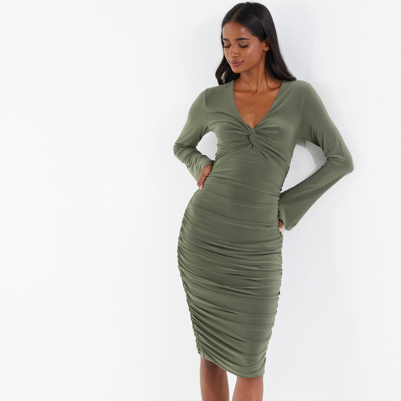 Shop Quiz Green Knot Front Bodycon Dress
