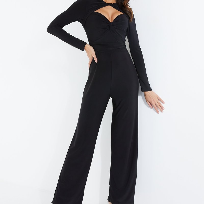 QUIZ ITY JUMPSUIT WITH KEYHOLE NECK AND LONG SLEEVES