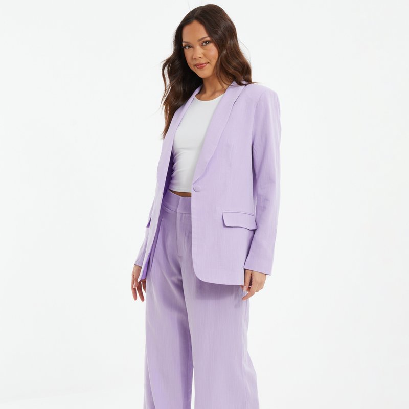 Shop Quiz Linen Blazer In Purple