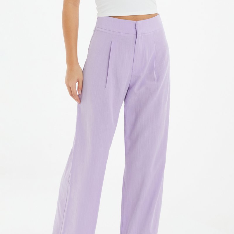Shop Quiz Linen Palazzo Trouser In Purple