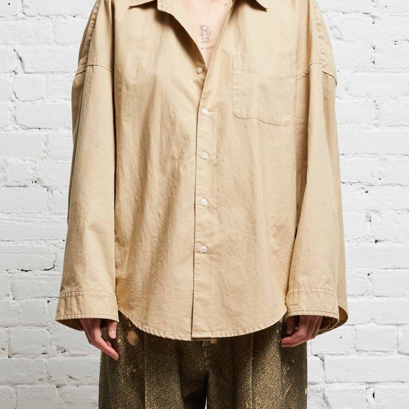 Shop R13 Long Sleeve Boxy Button-up Shirt Khaki In Brown