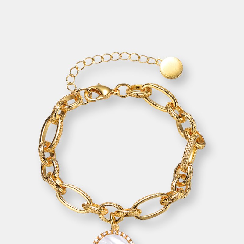 Shop Rachel Glauber 14k Gold Colored Cubic Zirconia Chain Bracelet