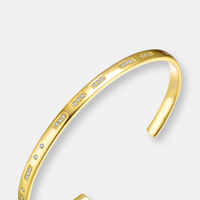 Shop Rachel Glauber 14k Gold Colored Cubic Zirconia Cuff Bracelet