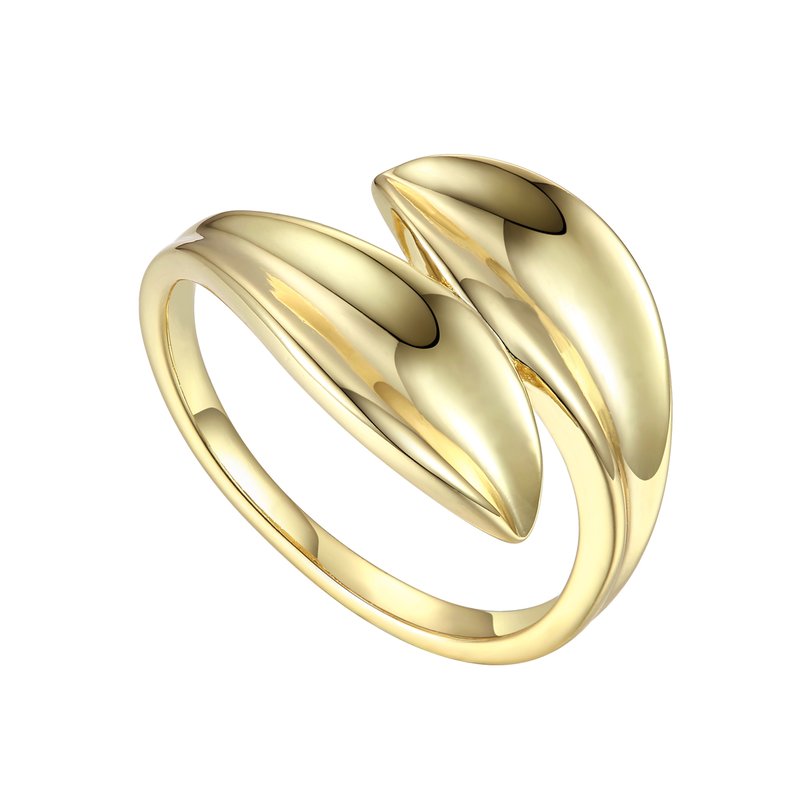 RACHEL GLAUBER RACHEL GLAUBER RACHEL GLAUBER 14K GOLD PLATED BYPASS PETAL WAVE RING