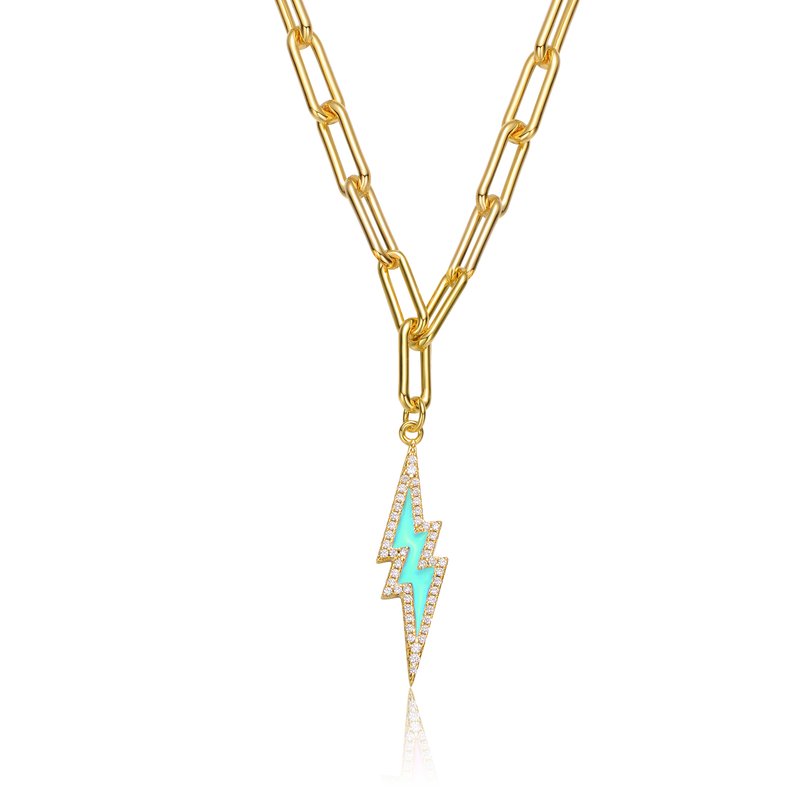 Shop Rachel Glauber 14k Gold Plated Cubic Blue Zirconia Charm Necklace