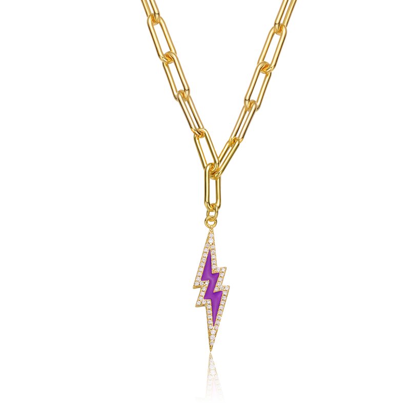 RACHEL GLAUBER RACHEL GLAUBER RACHEL GLAUBER 14K GOLD PLATED CUBIC ZIRCONIA CHARM NECKLACE