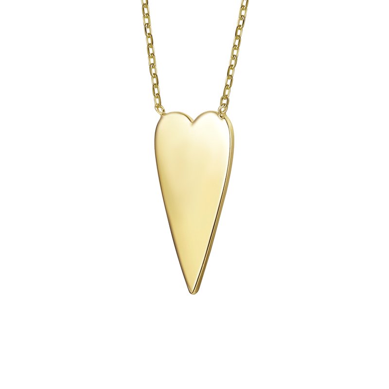 Shop Rachel Glauber 14k Gold Plated Elongated Modern Shiny Heart Layering Necklace