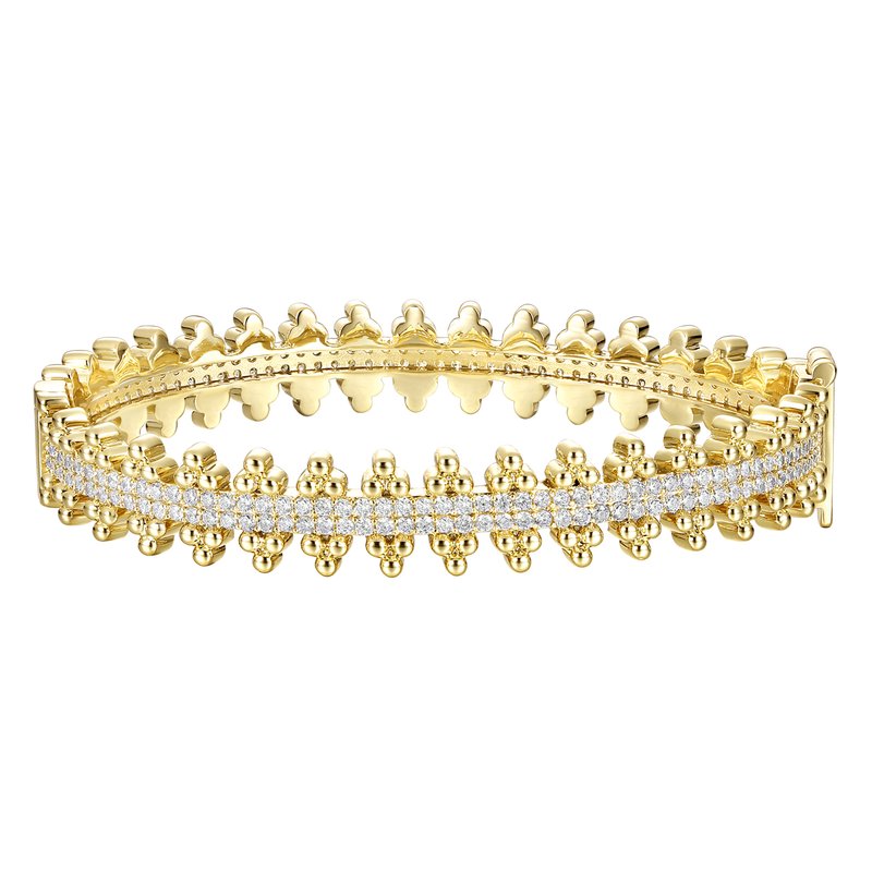 Shop Rachel Glauber 14k Gold Plated With Diamond Cubic Zirconia Beaded Cluster Link Tennis Bracelet