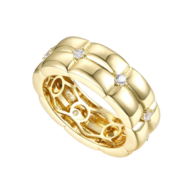 Shop Rachel Glauber 14k Gold Plated With Diamond Cubic Zirconia Double Weave Band Ring