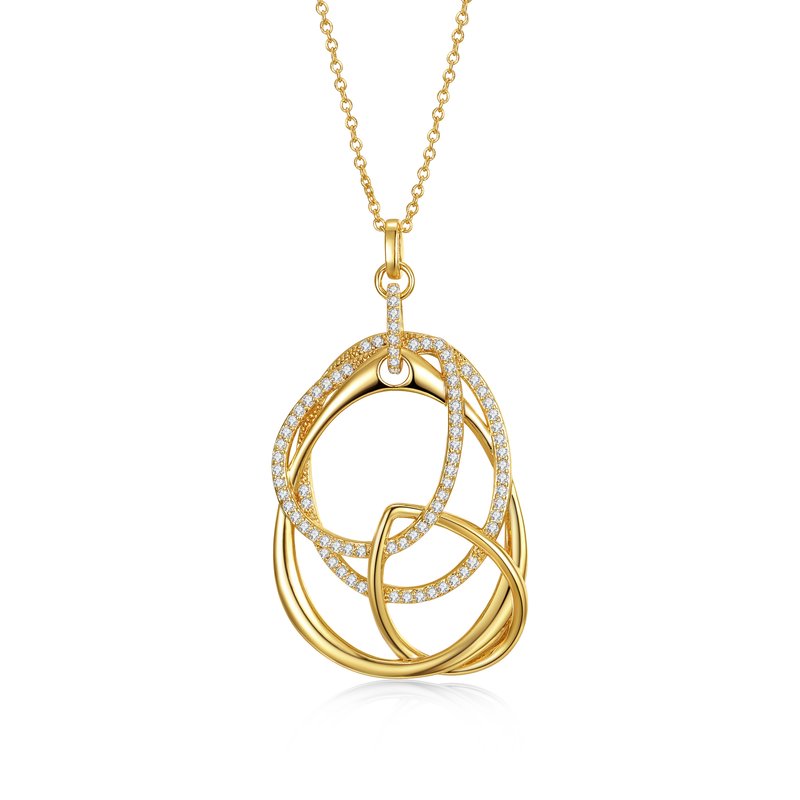 Shop Rachel Glauber 14k Gold Plated With Diamond Cubic Zirconia Free Form Love Knot Pendant Necklace