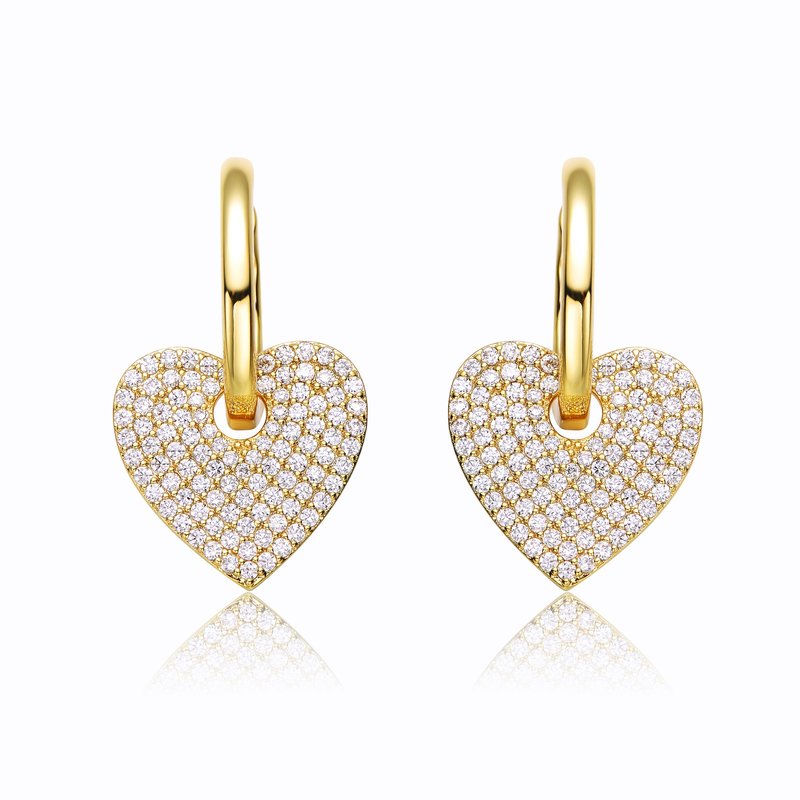 Shop Rachel Glauber 14k Yellow Gold Plated With Cubic Zirconia Heart Dangle Infinity Hoop Drop Earrings
