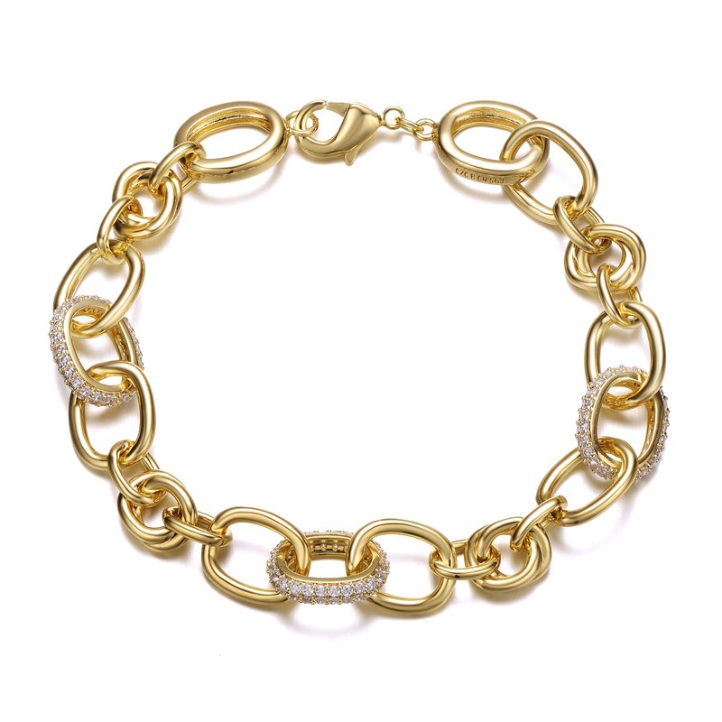 Shop Rachel Glauber 14k Yellow Gold Plated With Cubic Zirconia Tubular Cable Link Love Knot Bracelet